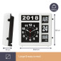 HORLOGE MURALE À CHIFFRES SAUTANTS AVEC CALENDRIER - 31 x 31 cm - FRANÇAIS