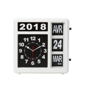 HORLOGE MURALE À CHIFFRES SAUTANTS AVEC CALENDRIER - 31 x 31 cm - FRAN