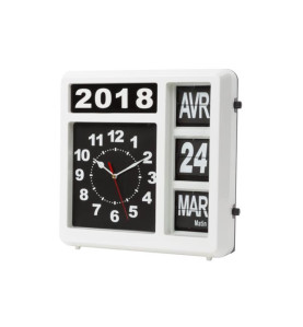 HORLOGE MURALE À CHIFFRES SAUTANTS AVEC CALENDRIER - 31 x 31 cm - FRAN