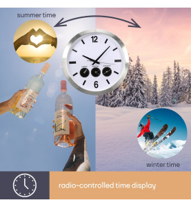 HORLOGE MURALE EN ALUMINIUM AVEC 3 FUSEAUX HORAIRES - Ø 45.5 cm - Vell