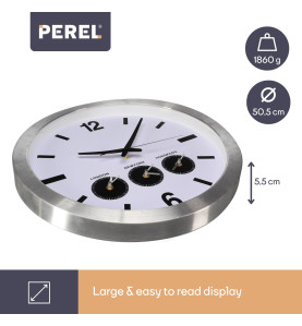 HORLOGE MURALE EN ALUMINIUM AVEC 3 FUSEAUX HORAIRES - Ø 45.5 cm - Vell