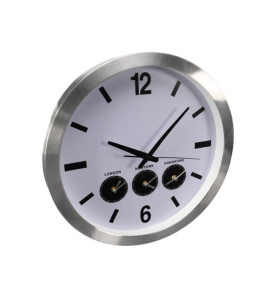 HORLOGE MURALE EN ALUMINIUM AVEC 3 FUSEAUX HORAIRES - Ø 45.5 cm - Vell