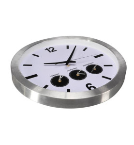 HORLOGE MURALE EN ALUMINIUM AVEC 3 FUSEAUX HORAIRES - Ø 45.5 cm - Vell