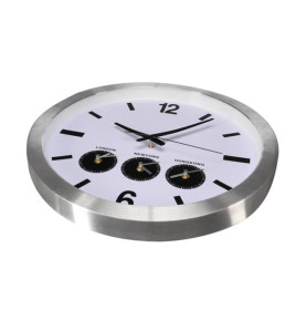 HORLOGE MURALE EN ALUMINIUM AVEC 3 FUSEAUX HORAIRES - Ø 45.5 cm - Vell