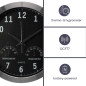 HORLOGE MURALE  EN ALUMINIUM AVEC THERMOMÈTRE & HYGROMÈTRE - Ø 35.5 cm