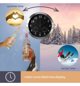 HORLOGE MURALE  EN ALUMINIUM AVEC THERMOMÈTRE & HYGROMÈTRE - Ø 35.5 cm
