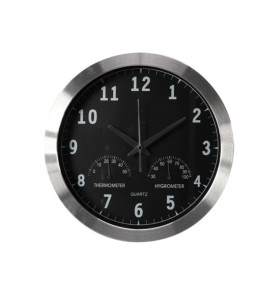 HORLOGE MURALE  EN ALUMINIUM AVEC THERMOMÈTRE & HYGROMÈTRE - Ø 35.5 cm