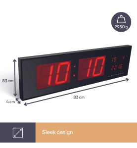 HORLOGE MURALE À AFFICHAGE LED - 83 x 23 x 4 cm - Velleman