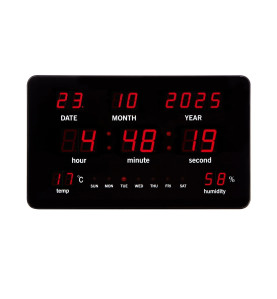 HORLOGE MURALE AVEC AFFICHAGE LED - 37,8 x 25,8 x 2,5 cm - Velleman