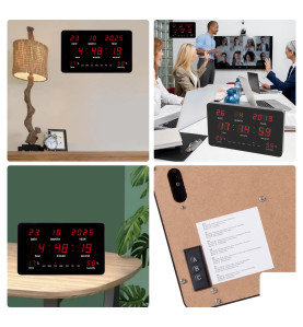 HORLOGE MURALE AVEC AFFICHAGE LED - 37,8 x 25,8 x 2,5 cm - Velleman