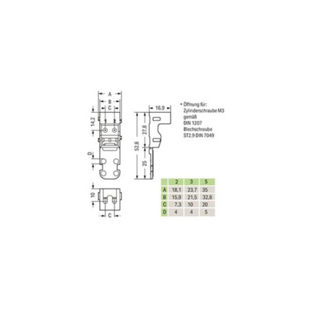 ADAPTATEUR DE FIXATION - POUR BORNES À 5 CONDUCTEURS - SÉRIE 221 - 4 mm² - POUR MONTAGE À VIS - NOIR