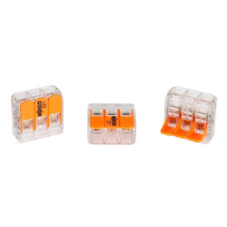 MINI BORNE DE CONNEXION À LEVIER 3 x 0.2 - 4 mm² POUR TOUT TYPE DE CÂBLE