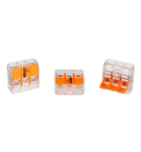 MINI BORNE DE CONNEXION À LEVIER 3 x 0.2 - 4 mm² POUR TOUT TYPE DE CÂB