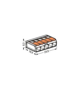MINI BORNE DE CONNEXION À LEVIER 5 x 0.2 - 4 mm² POUR TOUT TYPE DE CÂB
