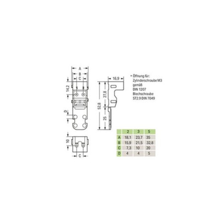 ADAPTATEUR DE FIXATION - POUR BORNES À 3 CONDUCTEURS - SÉRIE 221 - 4 mm² - POUR MONTAGE À VIS - BLANC