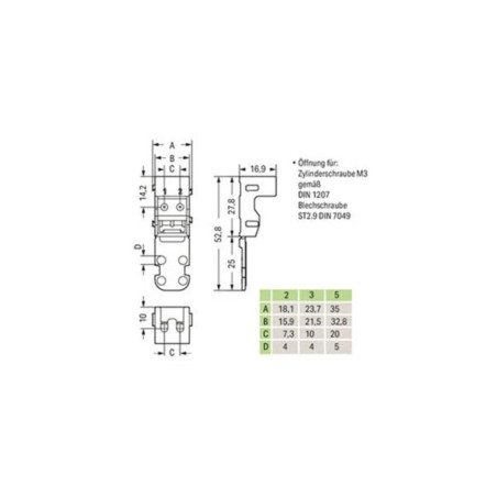 ADAPTATEUR DE FIXATION - POUR BORNES À 5 CONDUCTEURS - SÉRIE 221 - 4 mm² - POUR MONTAGE À VIS - BLANC