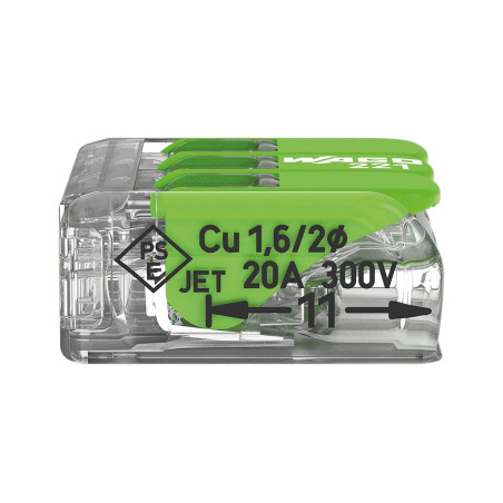 Connecteur d'épissure compact 3 x 0,2 - 4 mm² pour tous types de fils - vert