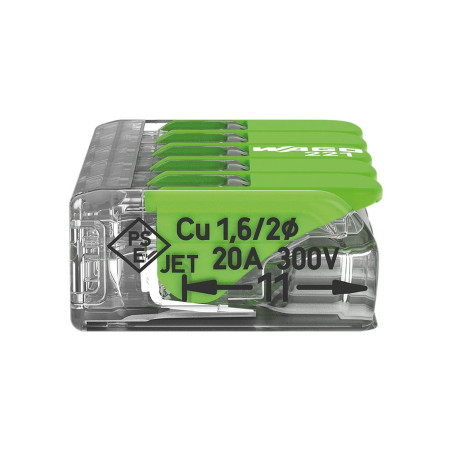 Connecteur d'épissure compact 5 x 0,2 - 4 mm² pour tous types de fils - vert