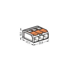 BORNE DE RACCORDEMENT COMPACT - POUR TOUS TYPES DE CONDUCTEURSS - MAX. 6 mm² - 3 CONDUCTEURS - BOÎTIER TRANSPARENT