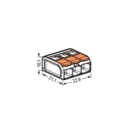 BORNE DE RACCORDEMENT COMPACT - POUR TOUS TYPES DE CONDUCTEURSS - MAX. 6 mm² - 3 CONDUCTEURS - BOÎTIER TRANSPARENT
