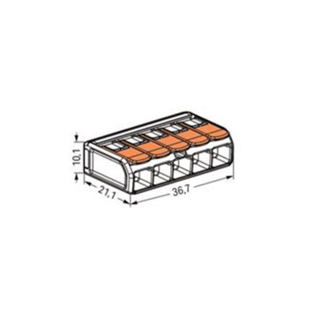 BORNE DE RACCORDEMENT COMPACT - POUR TOUS TYPES DE CONDUCTEURSS - MAX. 6 mm² - 5 CONDUCTEURS - BOÎTIER TRANSPARENT