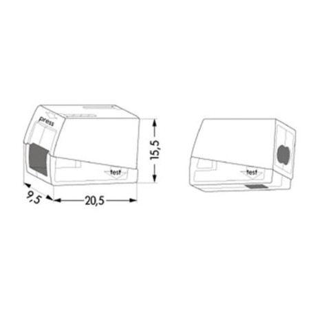 BORNE POUR LUMINAIRES 2.5mm, 2 RIGIDES - 1 SOUPLE, 105°, BLANC