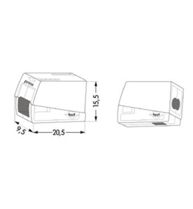 BORNE POUR LUMINAIRES 2.5mm, 2 RIGIDES - 1 SOUPLE, 105°, BLANC - Velle