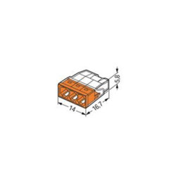 BORNE POUR BOÎTE DE DÉRIVATION COMPACT - POUR CONDUCTEURS RIGIDES - MAX. 2,5 mm² - 3 CONDUCTEURS - COUVERCLE ORANGE