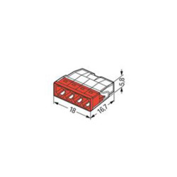 BORNE POUR BOÎTE DE DÉRIVATION COMPACT - POUR CONDUCTEURS RIGIDES - MAX. 2,5 mm² - 4 CONDUCTEURS - COUVERCLE ROUGE