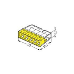 BORNE POUR BOÎTE DE DÉRIVATION COMPACT - POUR CONDUCTEURS RIGIDES - MAX. 2,5 mm² - 5 CONDUCTEURS - COUVERCLE JAUNE