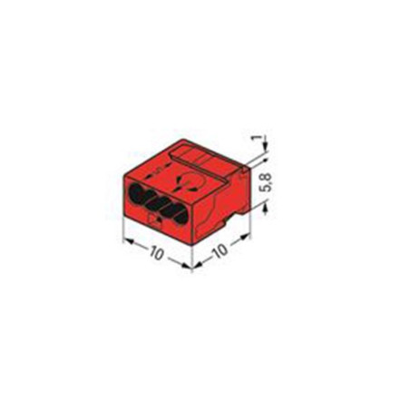 BORNE MICRO POUR BOÎTE DE DÉRIVATION 4 CONDUCTEURS, ROUGE