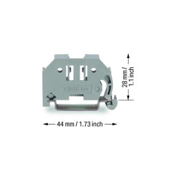 Butée sans vis de 6 mm de large pour rail DIN 35 x 15 et 35 x 7,5, gris