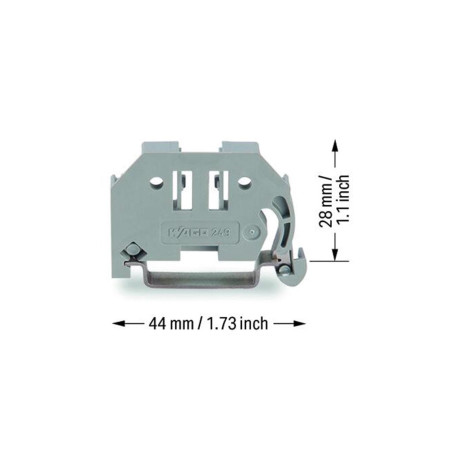 Butée sans vis de 6 mm de large pour rail DIN 35 x 15 et 35 x 7,5, gris