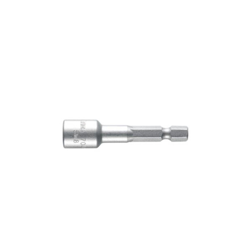 Wiha Douille pour clé à douille magnétique, Standard 55 mm Six pans mâle 1/4" (04634) 7,0