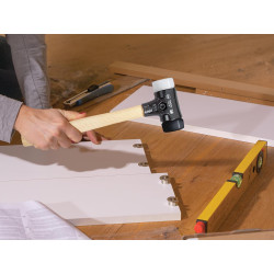 Wiha Massette Safety avec embouts ronds mi-souples et très durs avec manche en hickory, embout de massette rond (26659) 50 mm