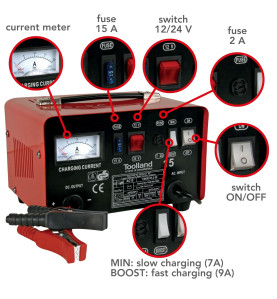CHARGEUR POUR BATTERIE À ACIDE DE PLOMB - 12/24 V - AVEC FONCTION BOOS