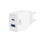 Chargeur USB, 1 x USB-C, 1 x USB-A, fonction Power Delivery, 20W, 1,7A, blanc