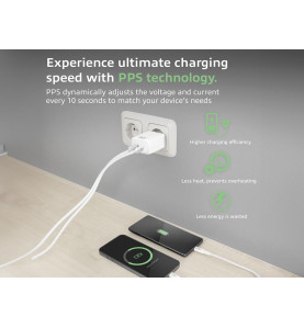 Chargeur USB, 1 x USB-C, 1 x USB-A, fonction Power Delivery, 20W, 1,7A