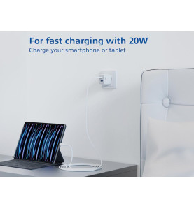 Chargeur USB, 1 x USB-C, 1 x USB-A, fonction Power Delivery, 20W, 1,7A