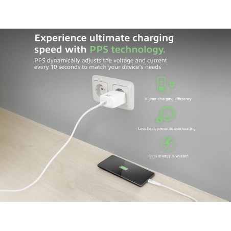 Chargeur USB, 1 x USB-C, fonction Power Delivery, 35W, 1,75A, blanc