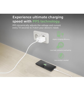 Chargeur USB, 1 x USB-C, fonction Power Delivery, 35W, 1,75A, blanc - 