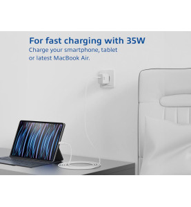 Chargeur USB, 1 x USB-C, fonction Power Delivery, 35W, 1,75A, blanc - 
