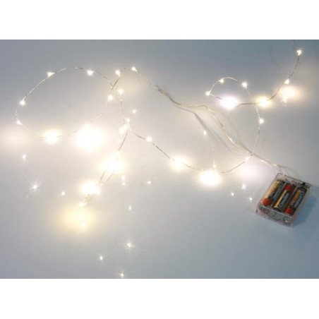 GUIRLANDE À LED - BLANC CHAUD - 20 LEDs - SUR PILES - PRL