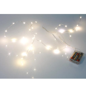 GUIRLANDE À LED - BLANC CHAUD - 20 LEDs - SUR PILES - PRL