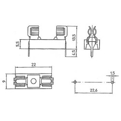 PORTE-FUSIBLE POUR CI 5x20mm