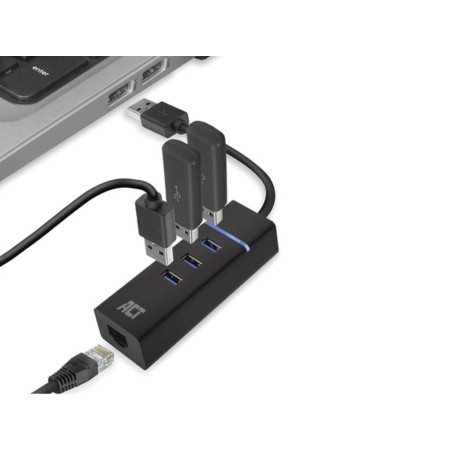 Hub 3 ports USB 3.2 Gen1 avec port réseau Gigabit