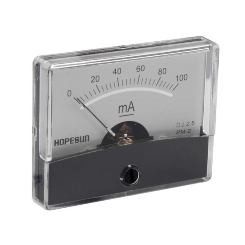 Amperemetre Analogique De Tableau 100mA CC / 60 x 47mm