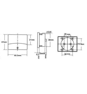 Amperemetre Analogique De Tableau 3A CC / 60 x 47mm - Velleman