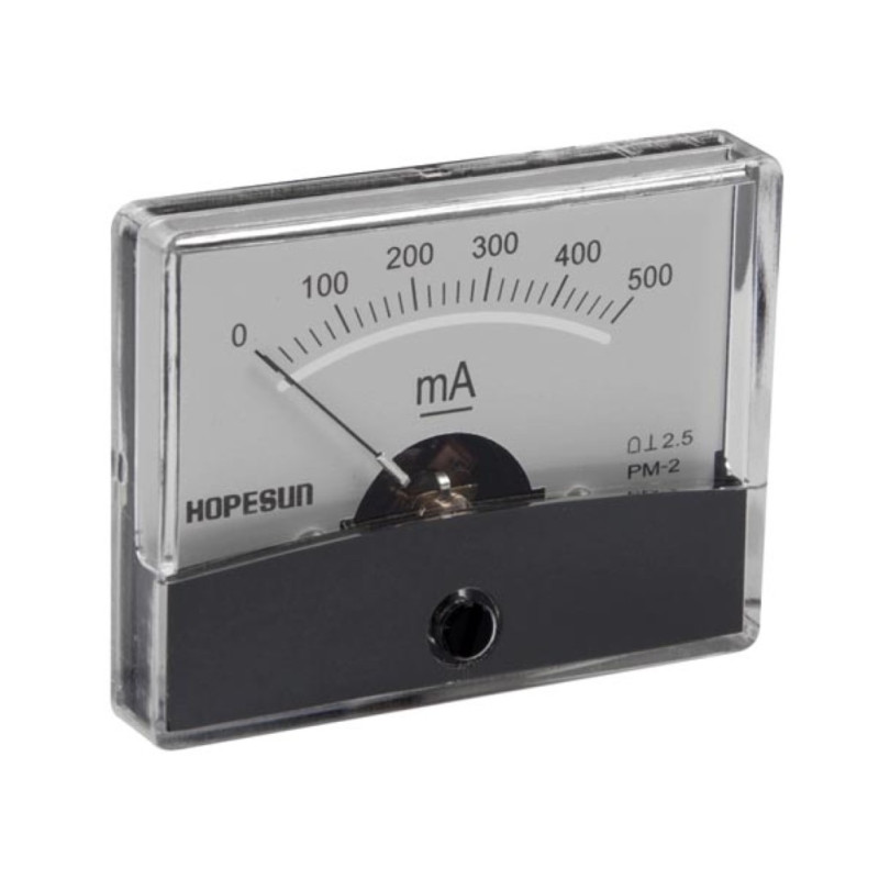 Amperemetre Analogique De Tableau 500mA CC / 60 x 47mm