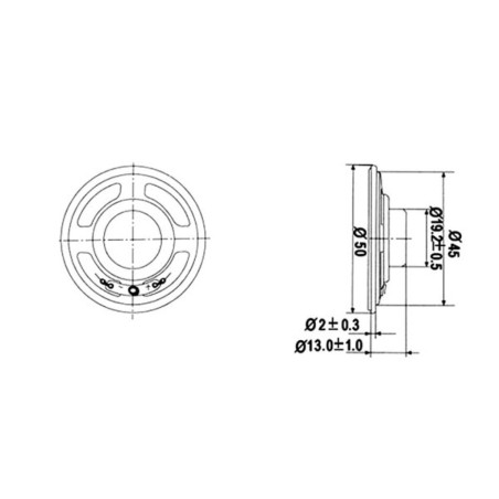 HAUT-PARLEUR MINIATURE - 0.5W / 8 ohm - Ø 50mm